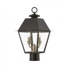 Livex Lighting 27216-07 - 2 Light Bronze with Antique Brass Finish Cluster Outdoor Medium Post Top Lantern