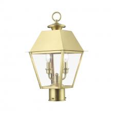 Livex Lighting 27216-08 - 2 Light Natural Brass Outdoor Medium Post Top Lantern