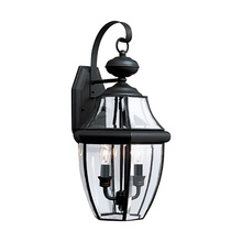 Generation Lighting 8039-12 - Lancaster traditional 2-light outdoor exterior wall lantern sconce in black finish with clear curved