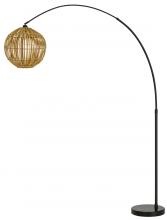 CAL Lighting BO-2982FL - 100W Lakeside metal adjustable arc floor lamp with bamboo shade and on-off foot switch
