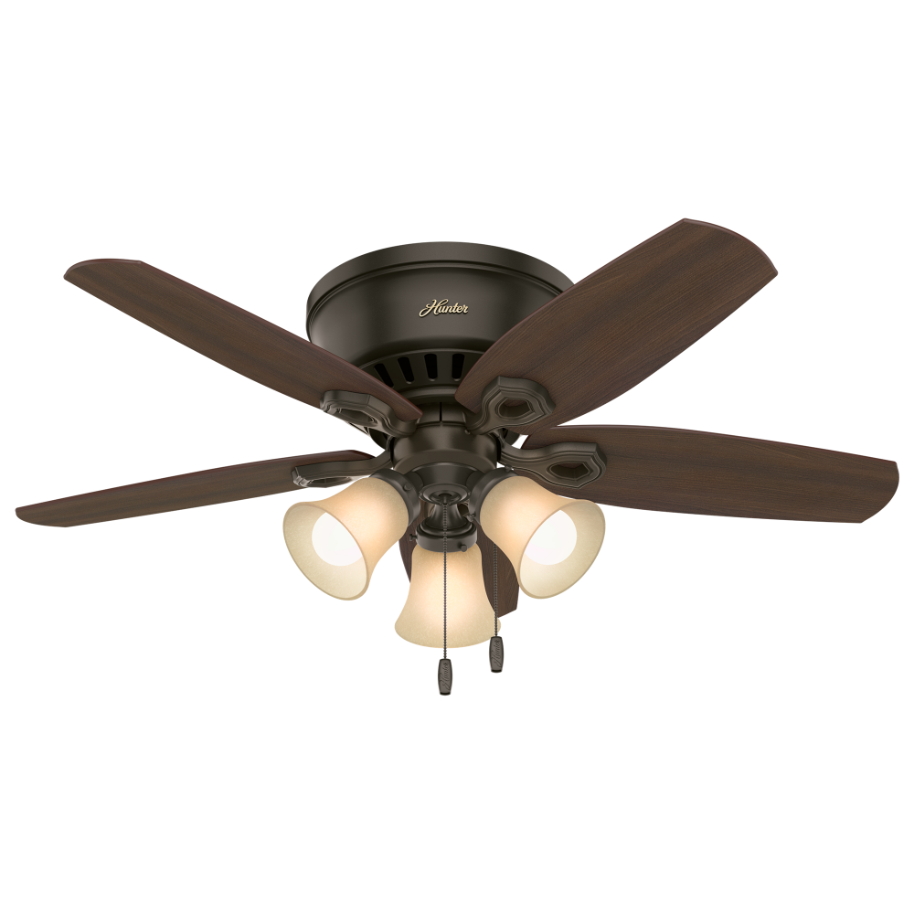 Hunter 42 inch Builder New Bronze Low Profile Ceiling Fan with LED Light Kit and Pull Chain