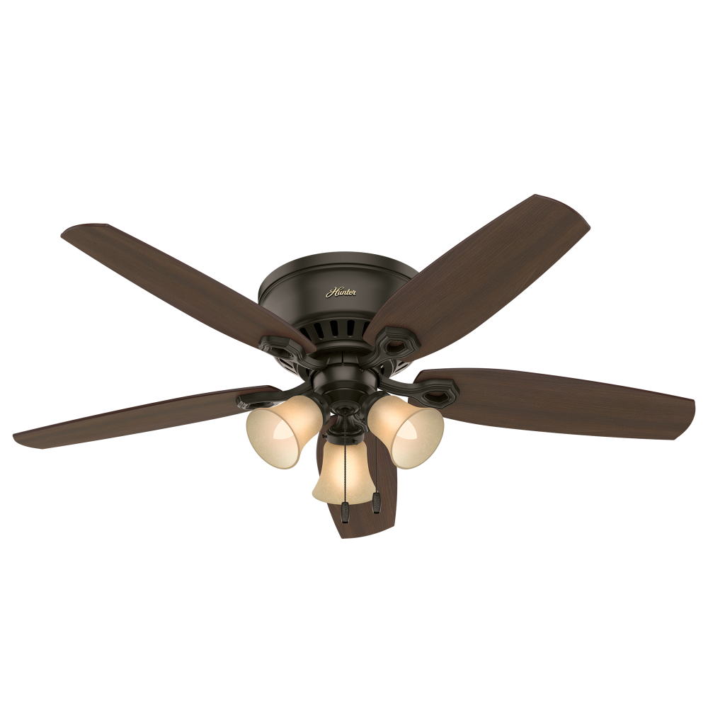 Hunter 52 inch Builder New Bronze Low Profile Ceiling Fan with LED Light Kit and Pull Chain