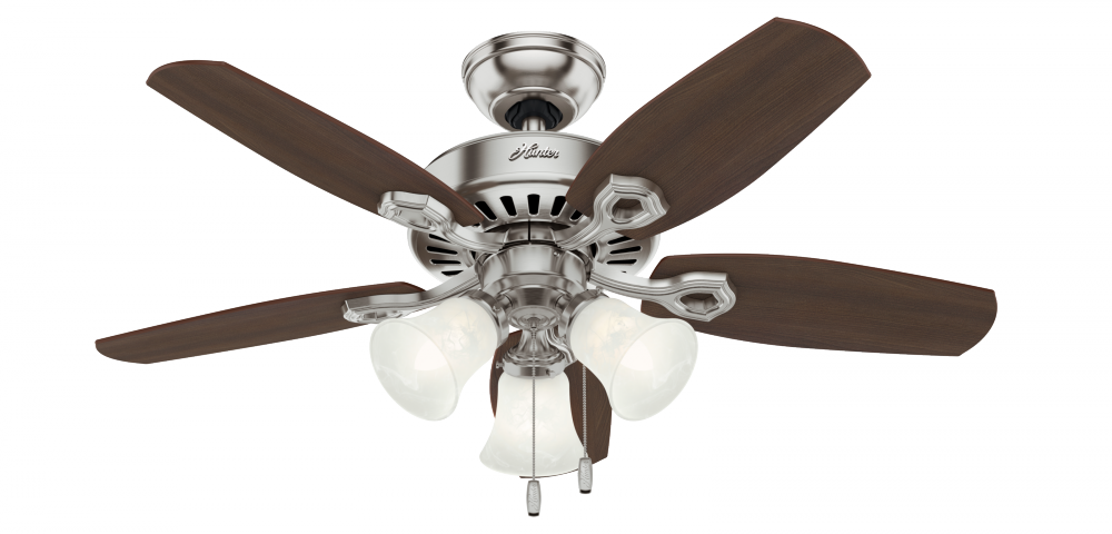 Hunter 42 inch Builder Brushed Nickel Ceiling Fan with LED Light Kit and Pull Chain